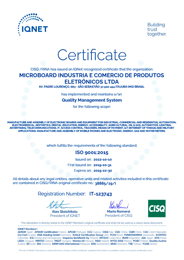 Certificado ISO 9001 Microboard Service